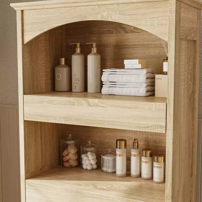 Meuble de rangement de salle de bain en bois avec étagères et tiroir organisateur pour articles de toilette