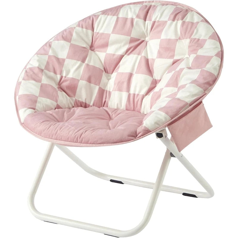 Fauteuil soucoupe pliable en micromink avec poche latérale