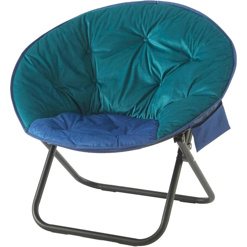 Fauteuil soucoupe pliable en micromink avec poche latérale