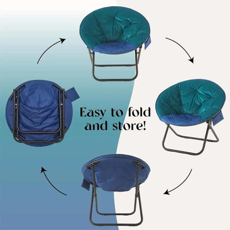 Fauteuil soucoupe pliable en micromink avec poche latérale
