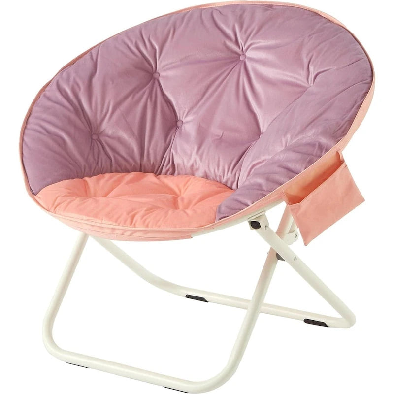 Fauteuil soucoupe pliable en micromink avec poche latérale