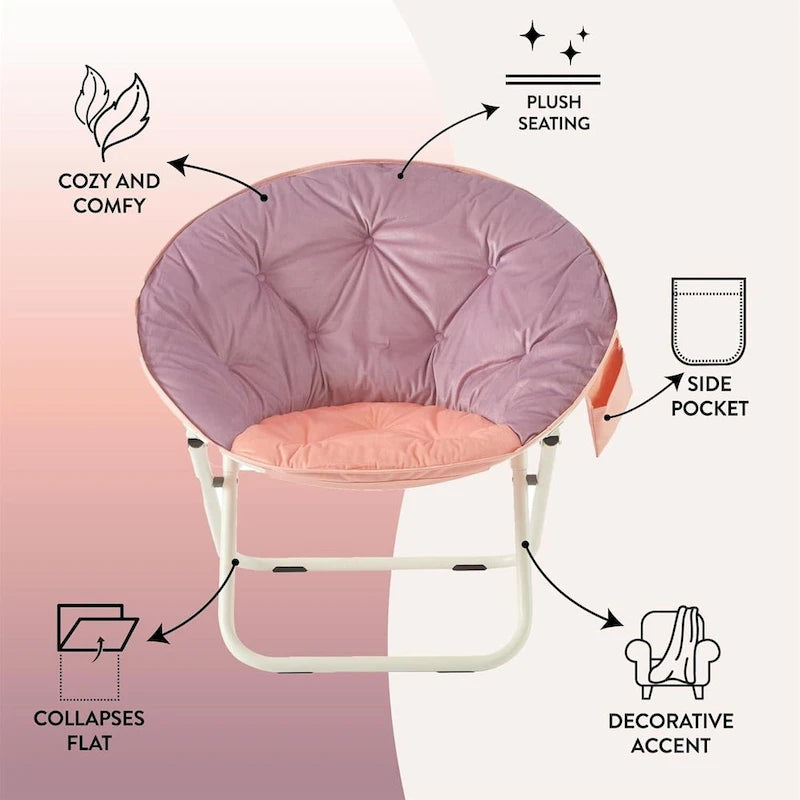 Fauteuil soucoupe pliable en micromink avec poche latérale
