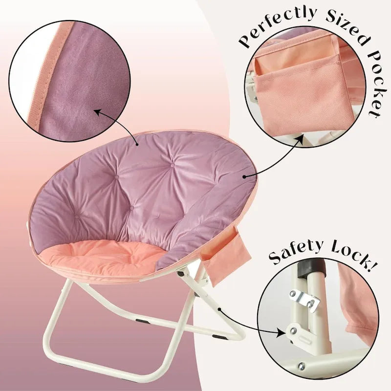 Fauteuil soucoupe pliable en micromink avec poche latérale