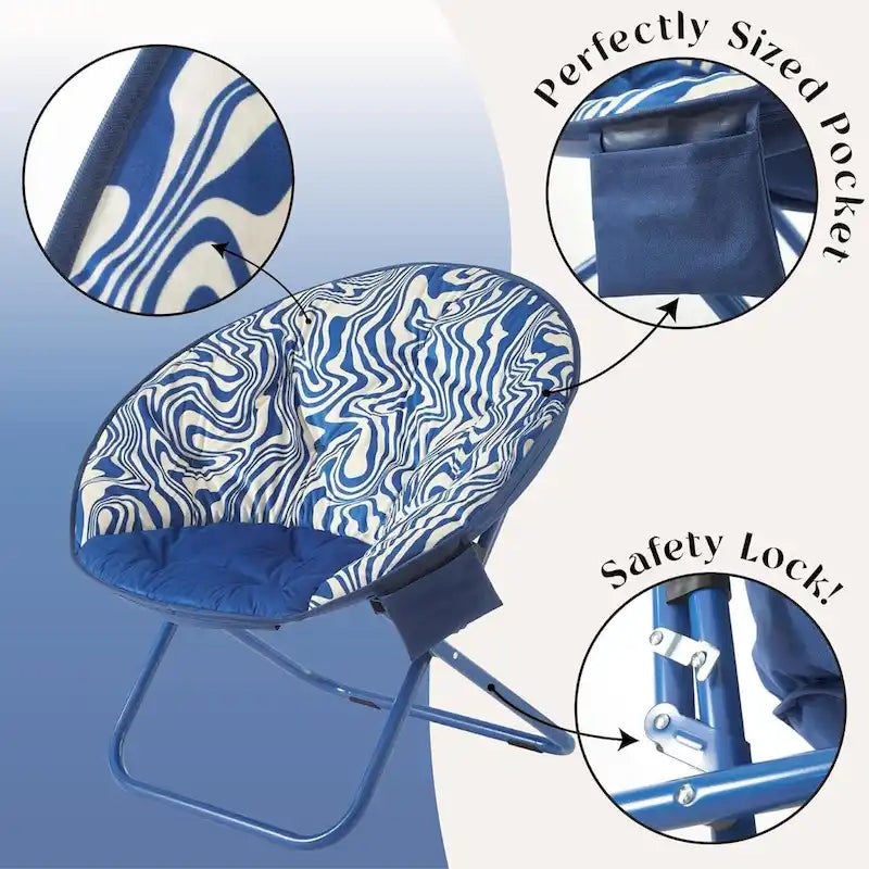 Fauteuil soucoupe pliable en micromink avec poche latérale