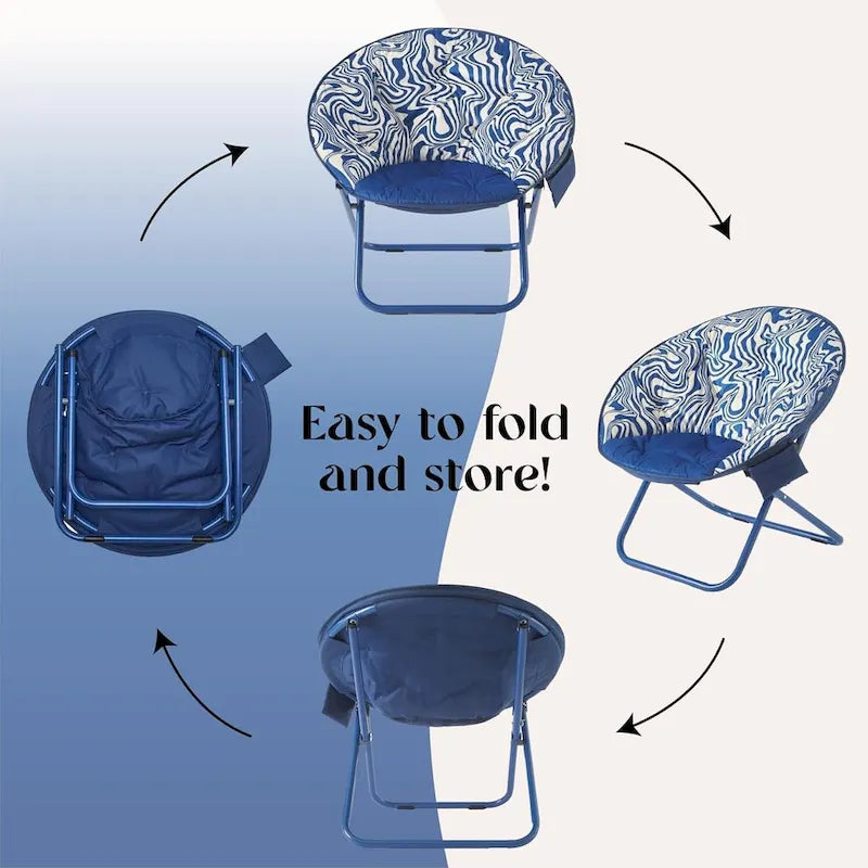 Fauteuil soucoupe pliable en micromink avec poche latérale