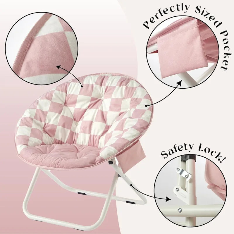 Fauteuil soucoupe pliable en micromink avec poche latérale