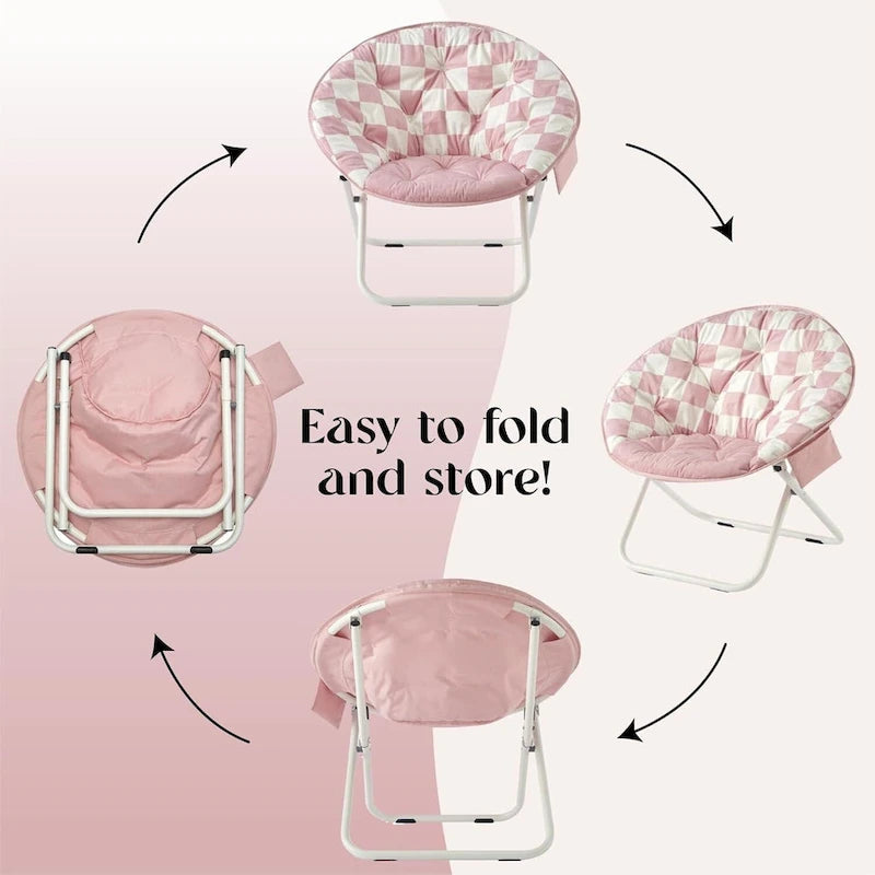 Fauteuil soucoupe pliable en micromink avec poche latérale