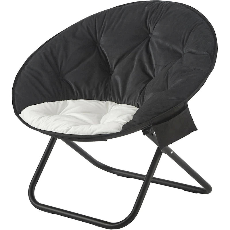 Fauteuil soucoupe pliable en micromink avec poche latérale