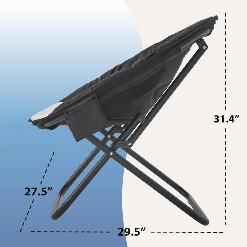 Fauteuil soucoupe pliable en micromink avec poche latérale