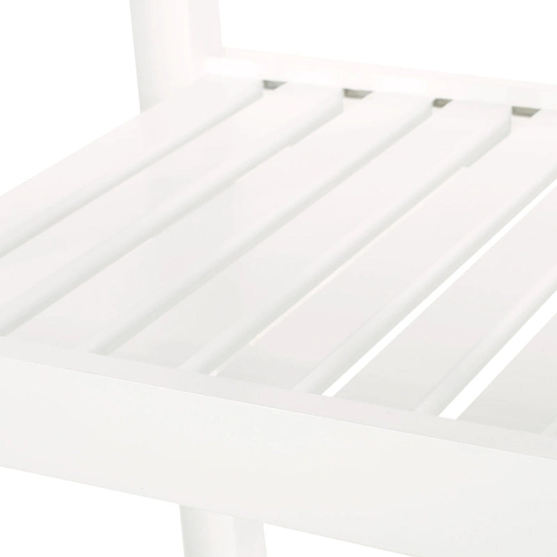 Desserte de cuisine en bois d'hévéa blanc avec plateau en bois, étagères à lattes ouvertes, tiroir et porte-serviettes