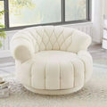 Fauteuil d'appoint pivotant moderne avec coussin épais, fauteuil club rond en chenille, fauteuil pivotant à 360° pour salon ou appartement - Panipeachy