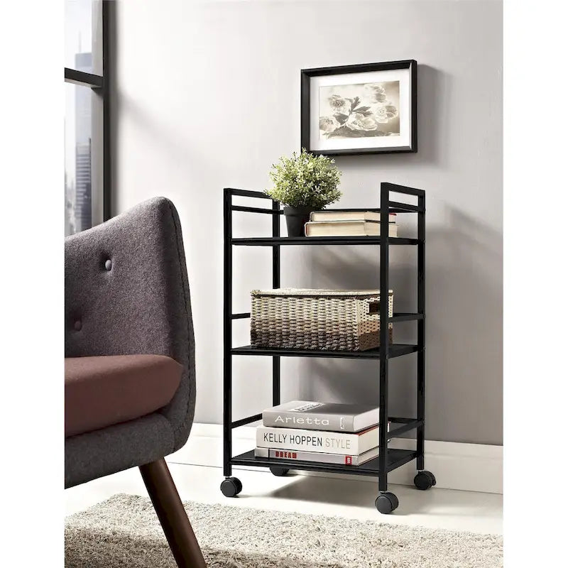 Avenue Greene Emerald 3 Shelf Metal Rolling Utility Cart