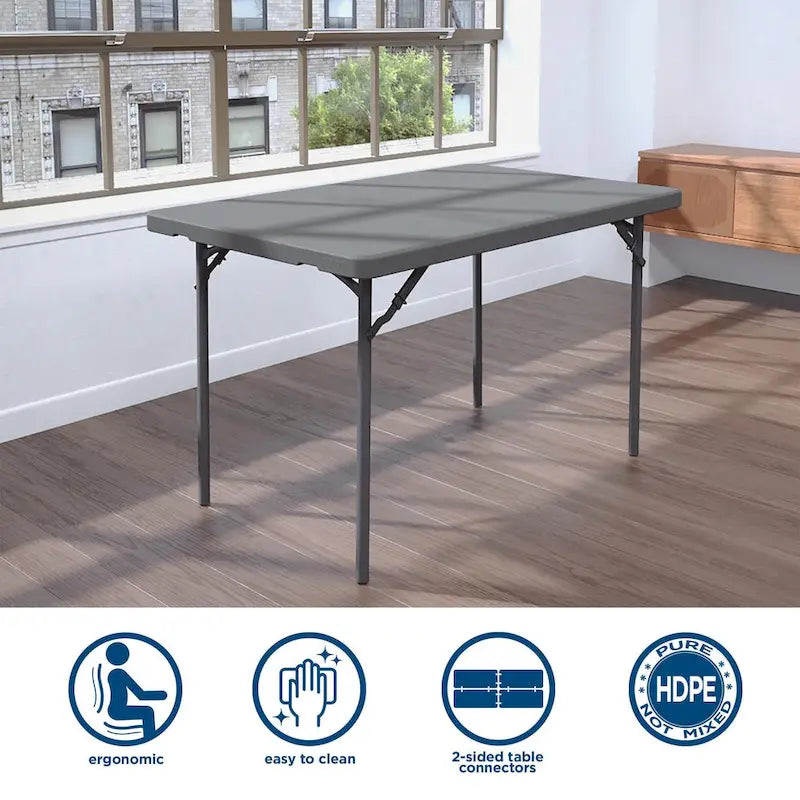 Table pliante commerciale en HDPE moulé par soufflage, robuste