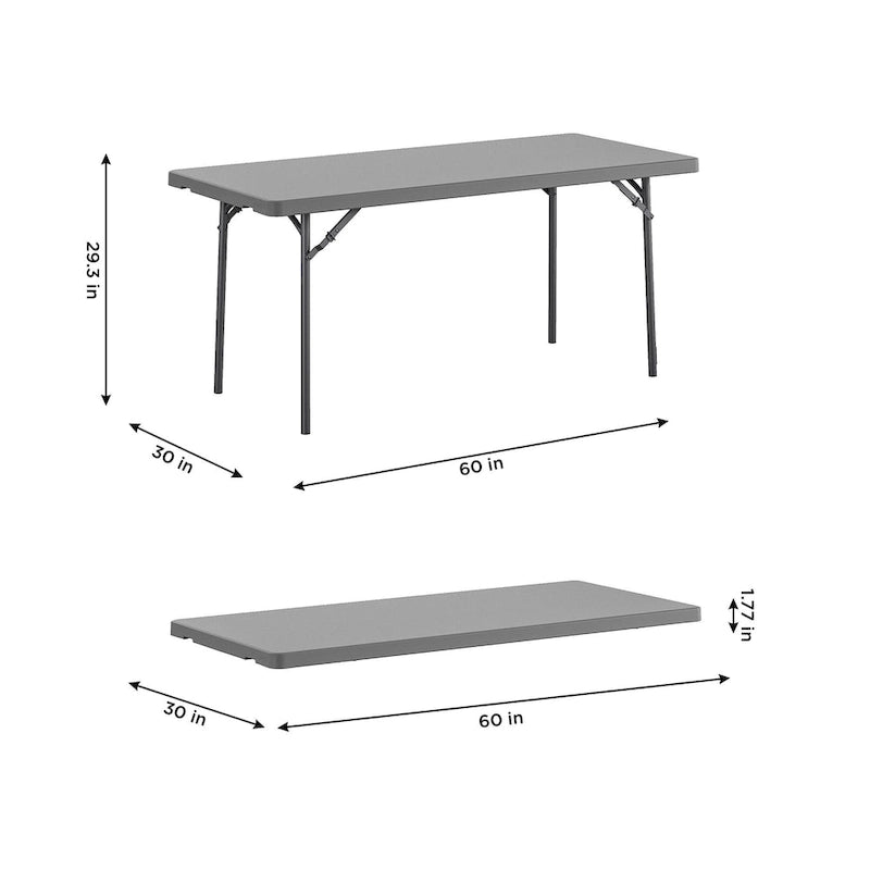 Table pliante commerciale en HDPE moulé par soufflage, robuste
