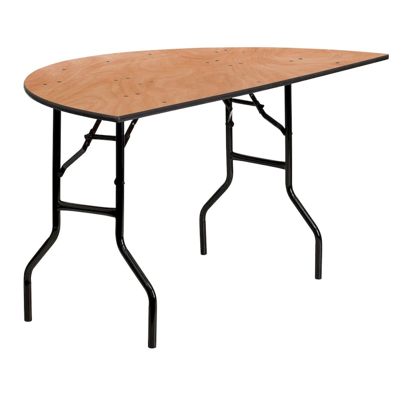 Table de banquet pliante semi-circulaire en contreplaqué, 1,5 m (5 pi), naturell