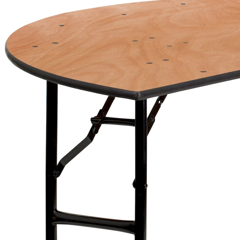 Table de banquet pliante semi-circulaire en contreplaqué, 1,5 m (5 pi), naturell