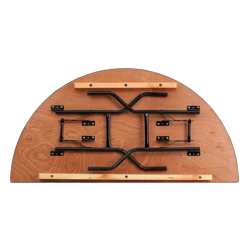 Table de banquet pliante semi-circulaire en contreplaqué, 1,5 m (5 pi), naturell