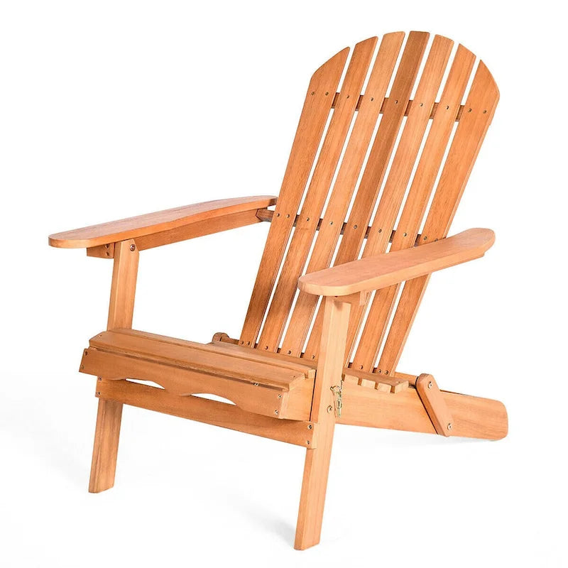 Chaise longue d'extérieur Adirondack pliable en eucalyptus, naturel
