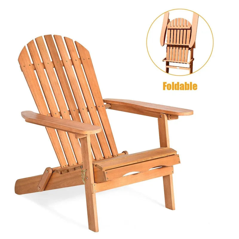 Chaise longue d'extérieur Adirondack pliable en eucalyptus, naturel