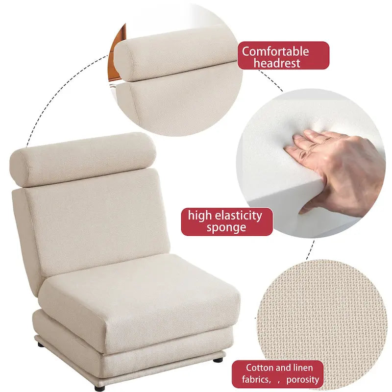Fauteuil-lit simple pliable avec oreiller