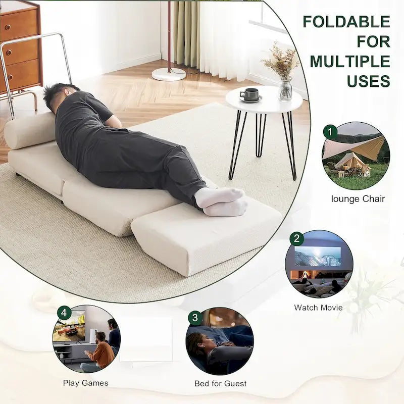 Fauteuil-lit simple pliable avec oreiller