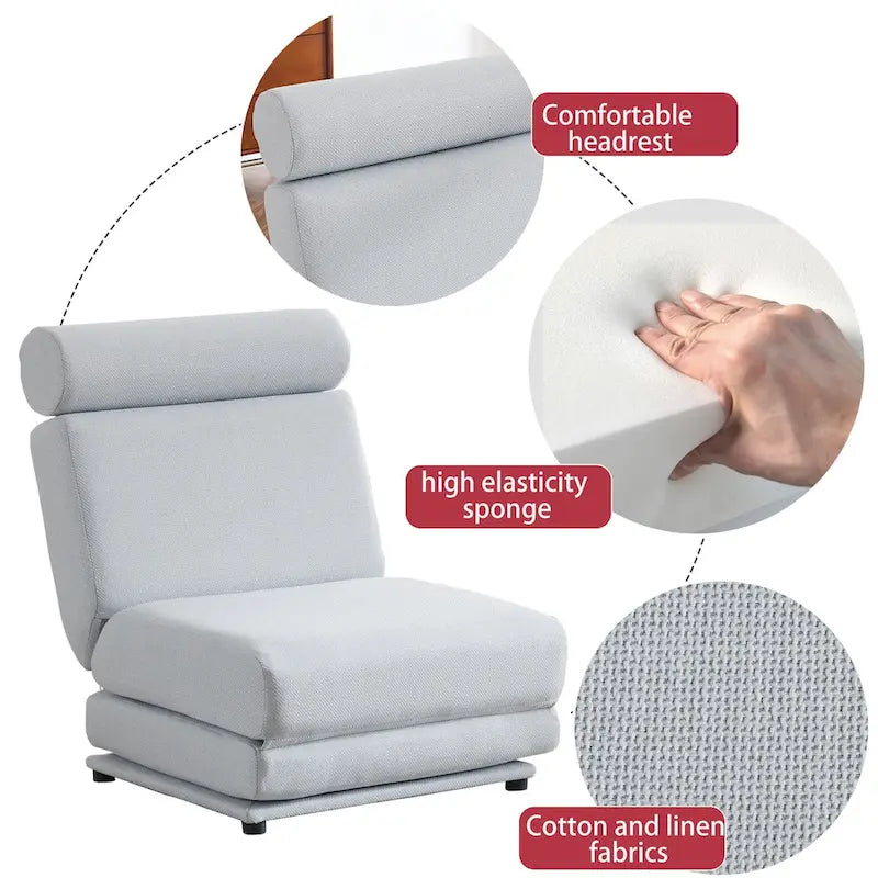 Fauteuil-lit simple pliable avec oreiller