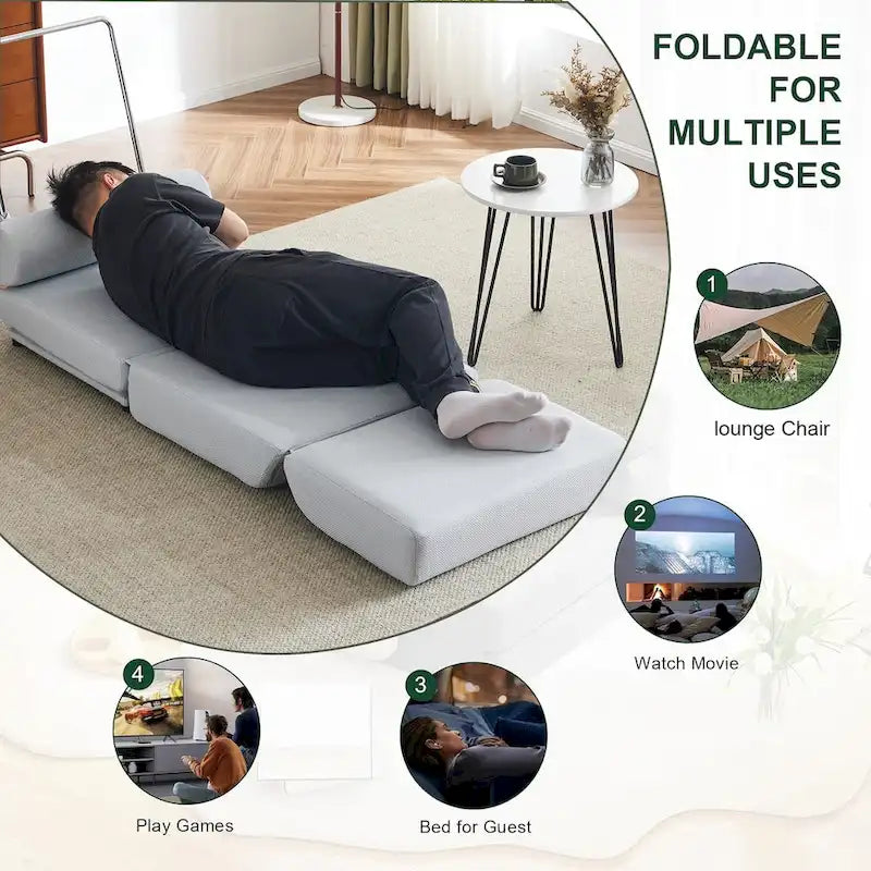 Fauteuil-lit simple pliable avec oreiller