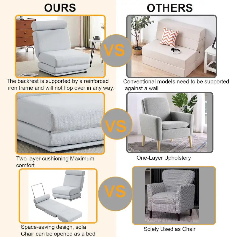 Fauteuil-lit simple pliable avec oreiller