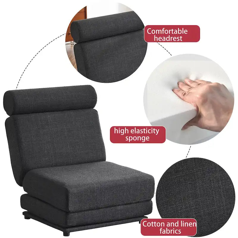 Fauteuil-lit simple pliable avec oreiller