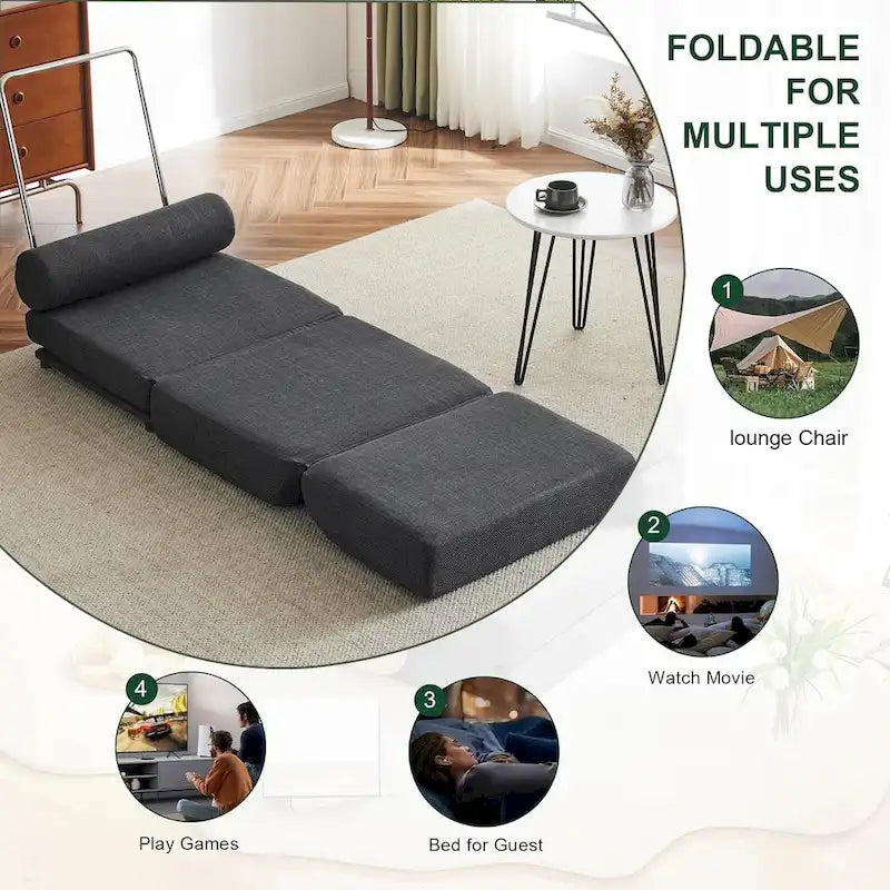 Fauteuil-lit simple pliable avec oreiller