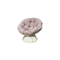 Fauteuil lounge rond pivotant intérieur/extérieur avec coussin, beige