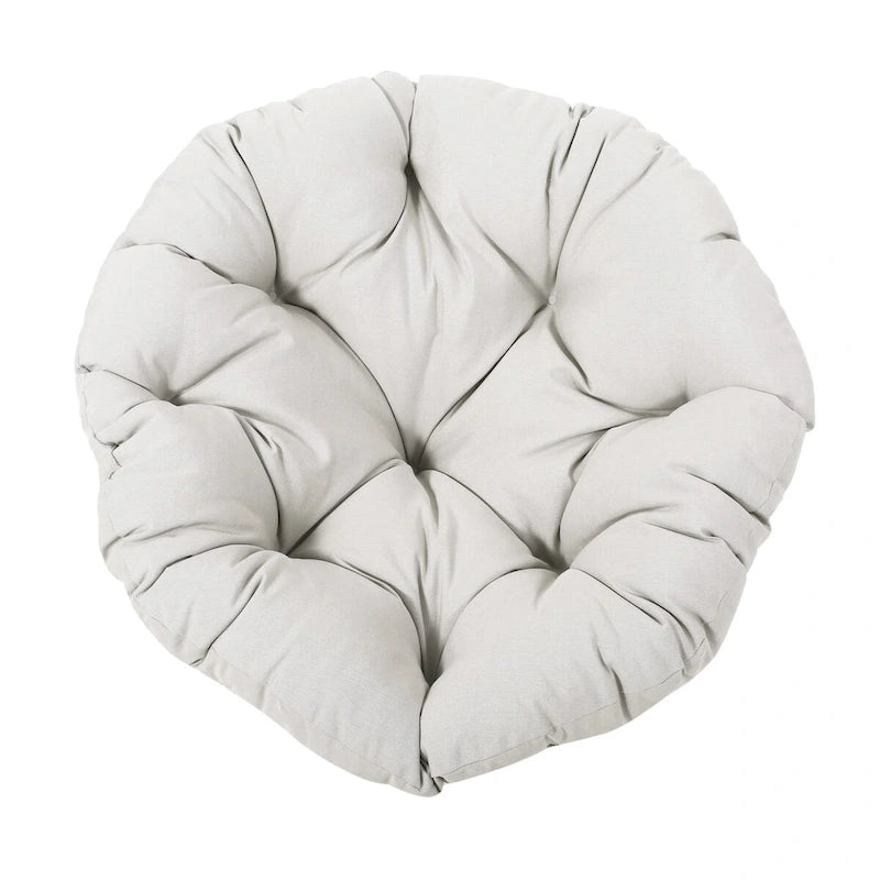 Fauteuil de salon rond pivotant en osier avec coussin capitonné, Marron