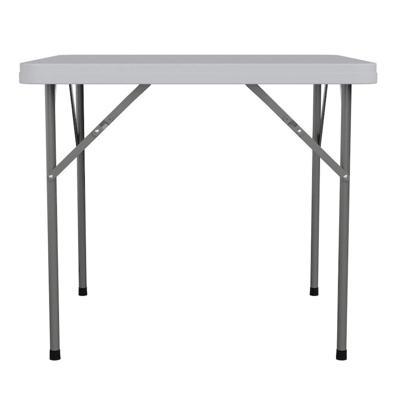 Table pliante carrée en plastique, 86 cm, blanc granit