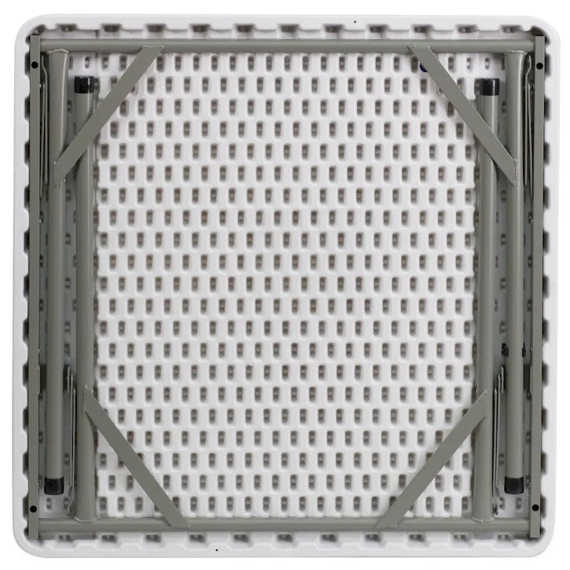 Table pliante carrée en plastique, 86 cm, blanc granit