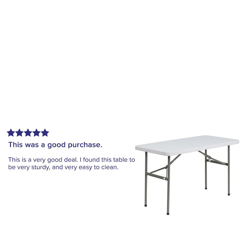 Table pliante rectangulaire en plastique, 122 cm, blanche