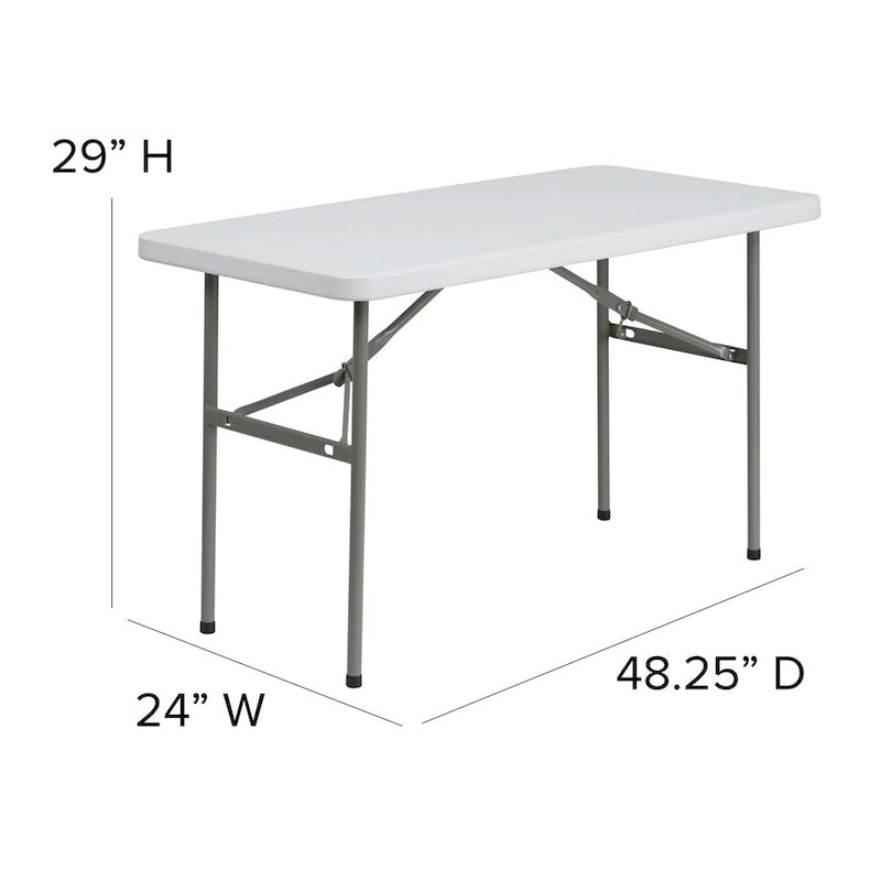 Table pliante rectangulaire en plastique, 122 cm, blanche