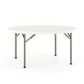 Table pliante ronde en plastique de 152 cm, blanc granit
