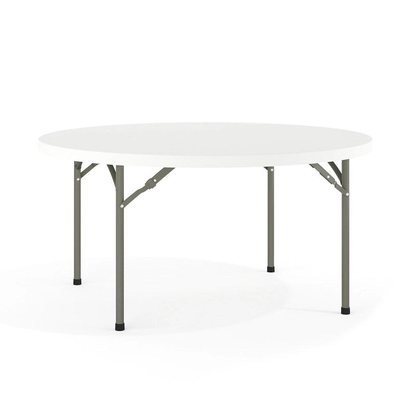 Table pliante ronde en plastique de 152 cm, blanc granit