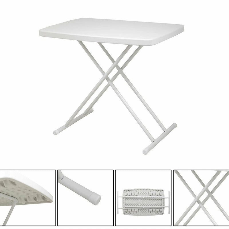 Table pliante réglable en hauteur, 30 x 20 po, blanche