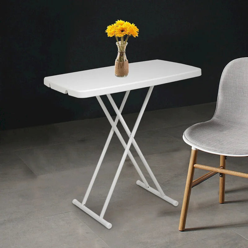 Table pliante réglable en hauteur, 30 x 20 po, blanche