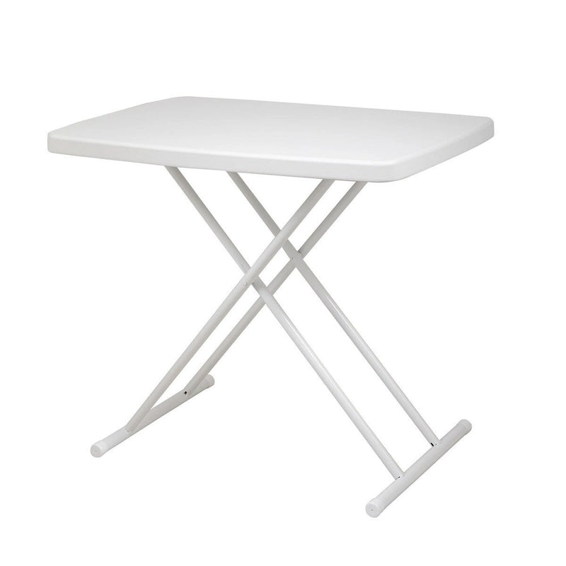 Table pliante réglable en hauteur, 30 x 20 po, blanche