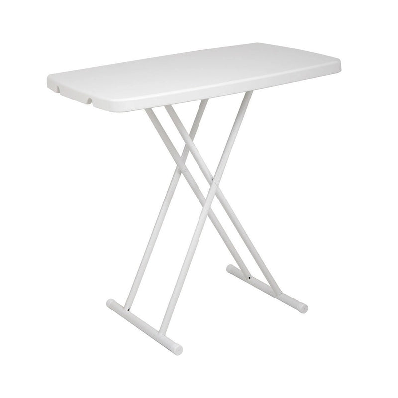 Table pliante réglable en hauteur, 30 x 20 po, blanche