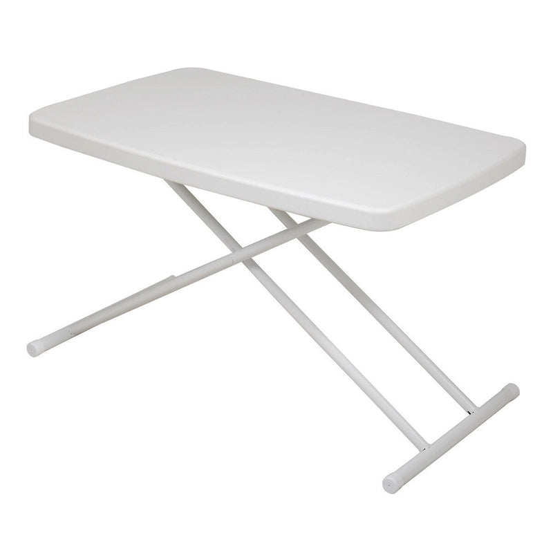 Table pliante réglable en hauteur, 30 x 20 po, blanche