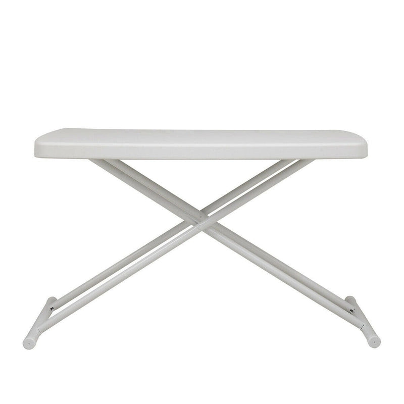 Table pliante réglable en hauteur, 30 x 20 po, blanche
