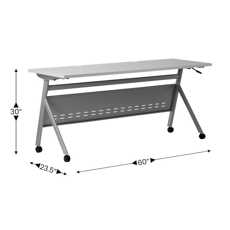Table de formation emboîtable à plateau rabattable avec roulettes et panneau d'intimité