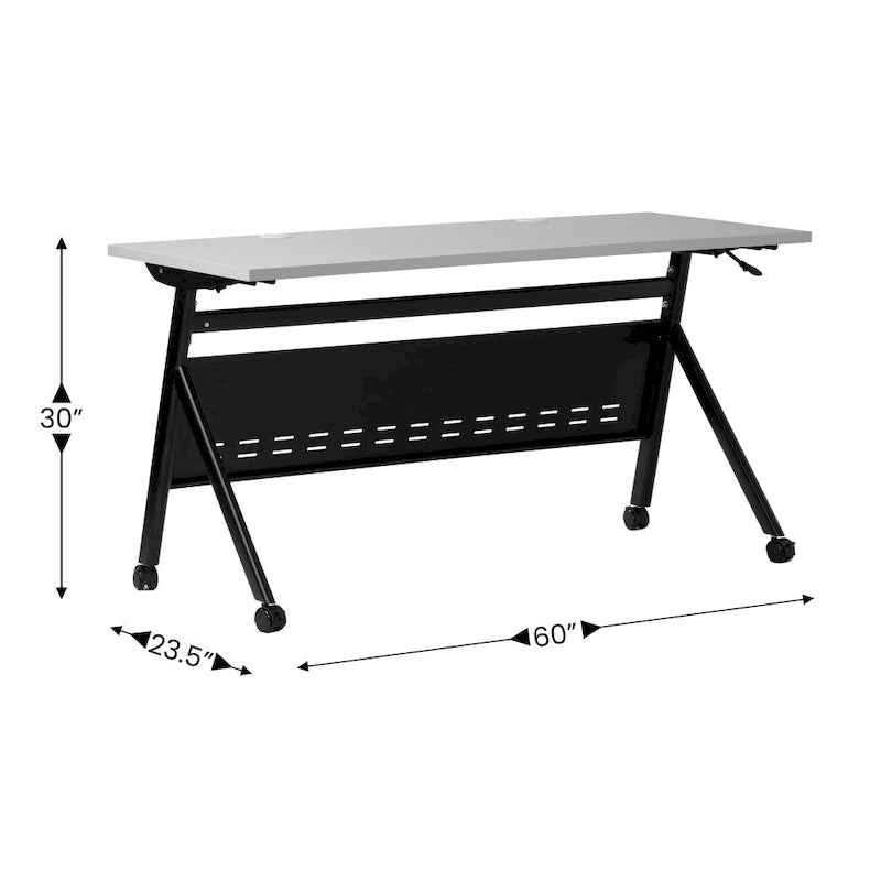 Table de formation emboîtable à plateau rabattable avec roulettes et panneau d'intimité