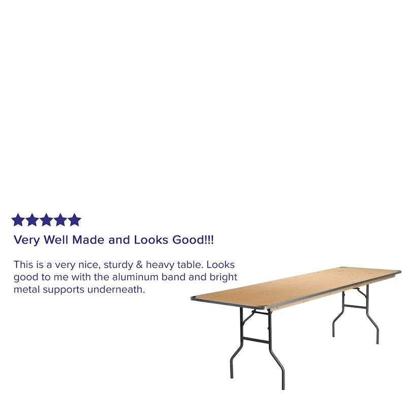 Table rectangulaire pliante en bouleau de 2,40 m