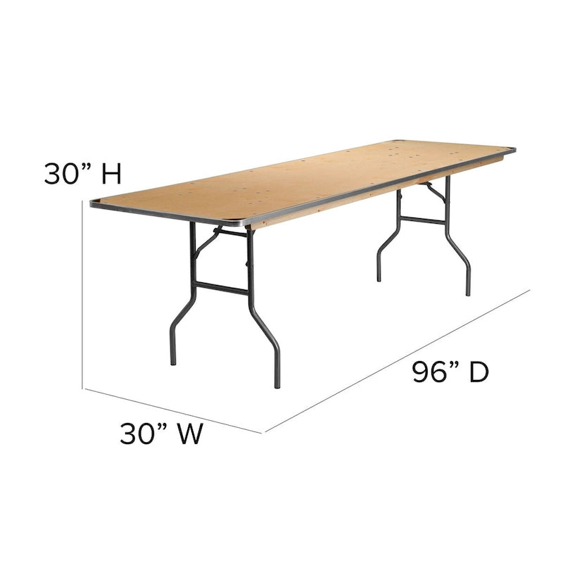 Table rectangulaire pliante en bouleau de 2,40 m