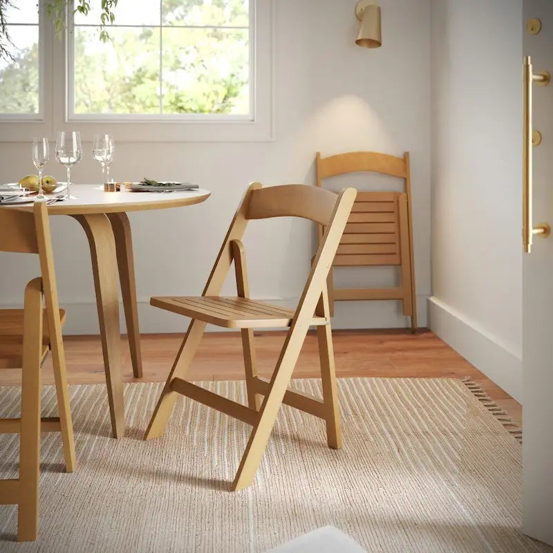 Chaise de salle à manger pliante en hêtre massif