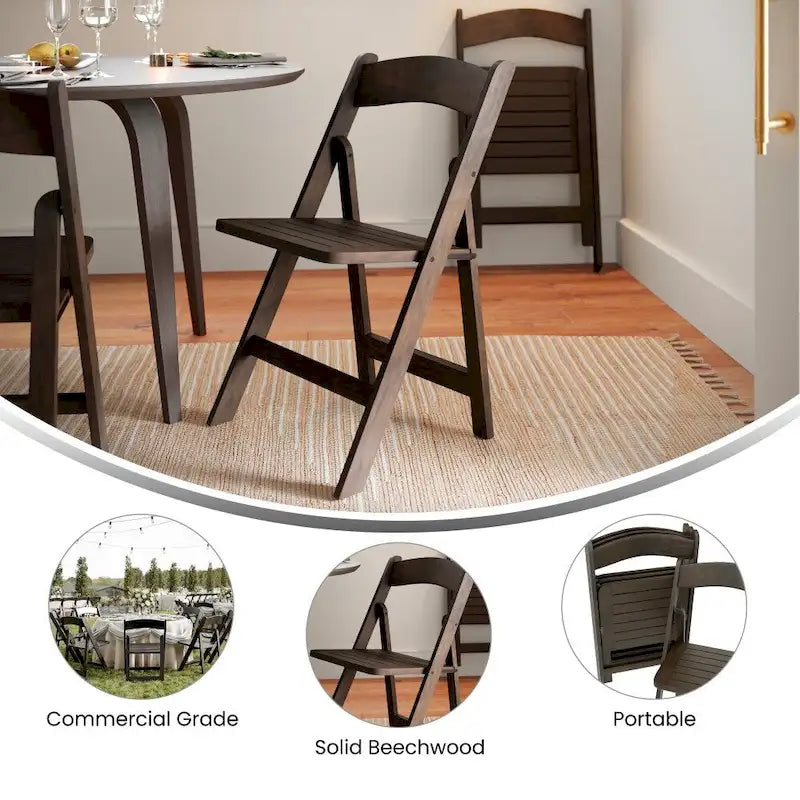 Chaise de salle à manger pliante en hêtre massif